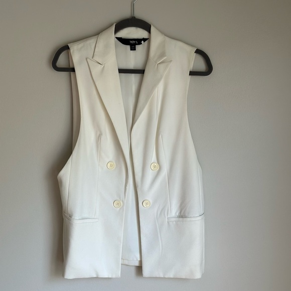 Mossimo Women’s Double Breasted Long Vest Black & Cream Size XS Oversized - Picture 4 of 10